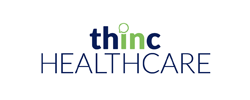 Logo of "thinc HEALTHCARE" with a stylized "i" represented by a green circle and dot above the lowercase letter.